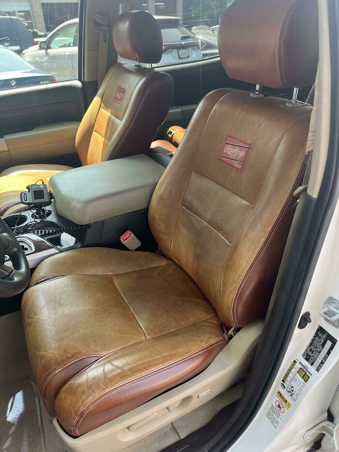 35. Rawlings Baseball Leather Seats In A Tundra