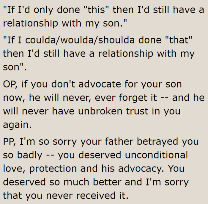 If he fails to protect his son, the teenager will be forever scarred.