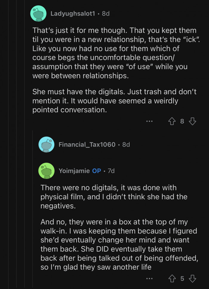 Op thought his ex would eventually change her mind.