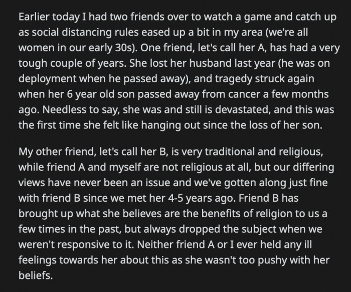 Anna was aghast by what Barbara said but OP couldn't let it go and yelled at Barbara for saying something so hurtful