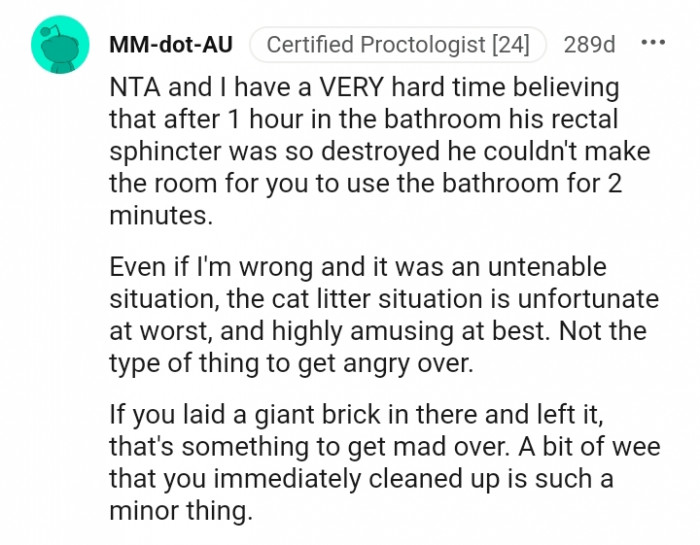 The cat litter situation is unfortunate at worst