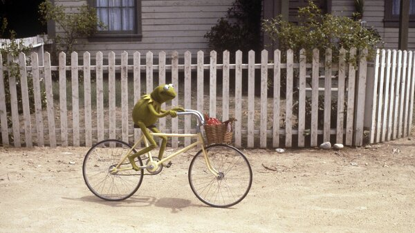 1. The Muppet Movie: Kermit riding a bike as he was puppeteered.