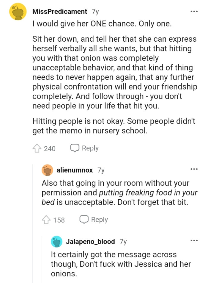 The OP doesn't need people in her life who hit her