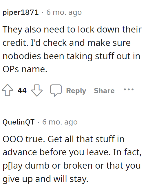 Locking credit is also a good idea.