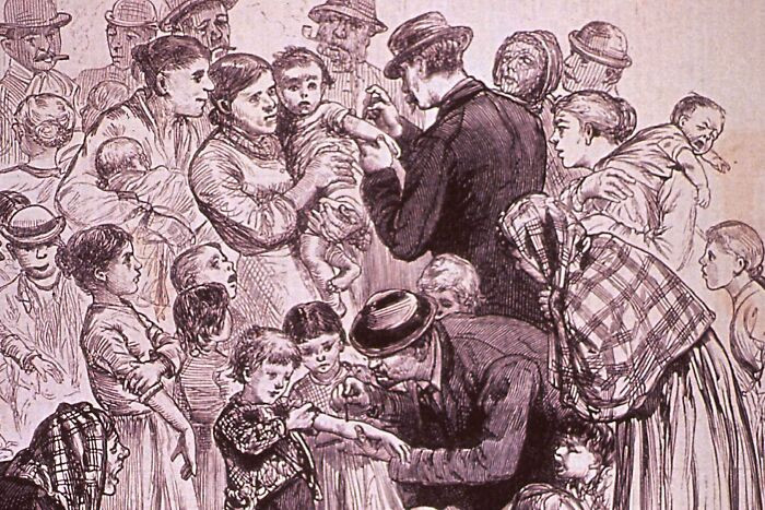 Massachusetts became the first state to enact a school vaccination requirement in 1855, with New York adopting similar legislation in 1862 and Connecticut following suit in 1872.