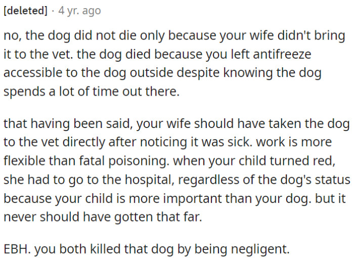 OP's child's health is a priority, but the situation shouldn't have escalated to this point in the first place.