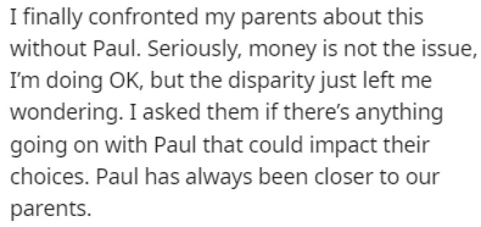 OP decided to confront their parents about this