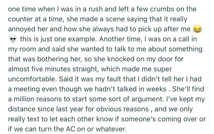 OP accused their roommate of always starting unnecessary arguments