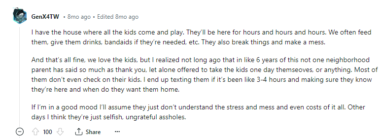 Most of them don't even check on their kids