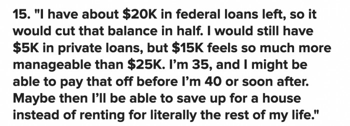 It would mean wading in shallow water instead of drowning in a sea of debt.