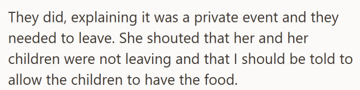 Even after staff stepped in, the woman dug in her heels — apparently, free cake was worth a standoff.