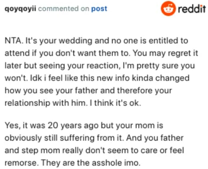 OP's mom is still suffering