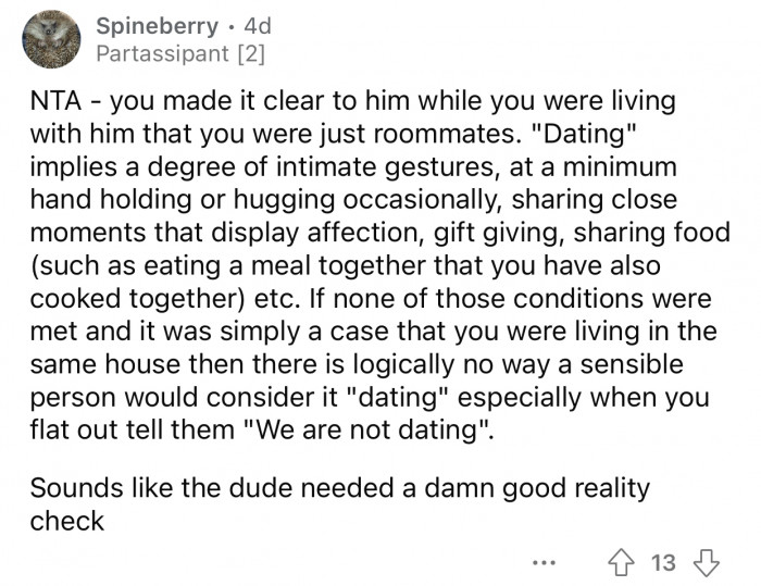 “Sounds like the dude needed a damn good reality check.”