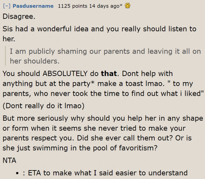 Some users want the OP to spoil the party.