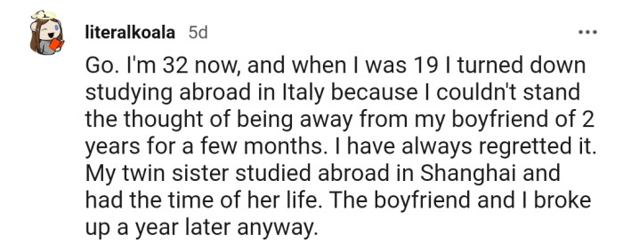 This Redditor doesn't want OP to make the same mistake they made while they were in college