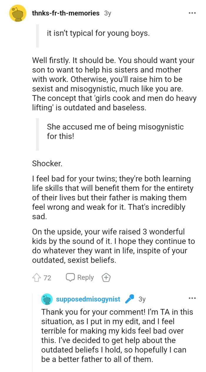 The twins are both learning life skills