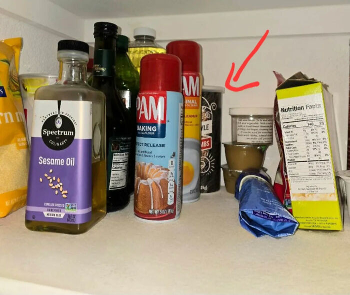 Me Calling From The Grocery Store: "Can You Please Check If We Still Have Bread Crumbs?" Opens Pantry Door: "No, We Don't"