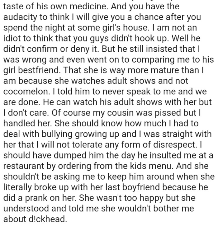 The OP Was Straight with the OP That She Will Not Tolerate Any Form of Disrespect