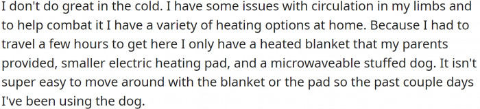 OP doesn't do well in the cold