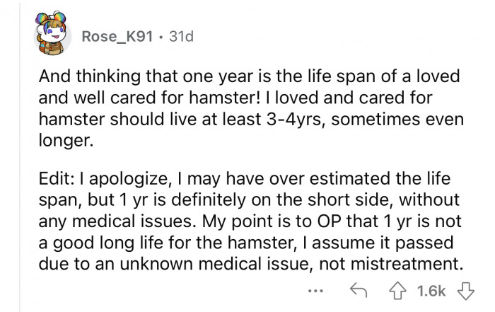 Hamsters can live much longer than that.