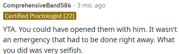 OP should have discussed it with him instead of acting selfishly.