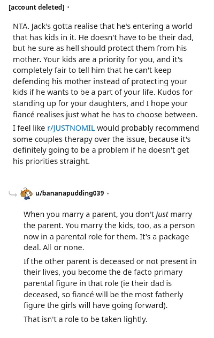 The guy needs to understand that while he doesn't have the responsibility of a dad, he has the responsibility to emotionally protect the kids.