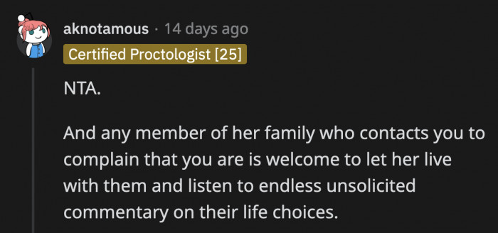 OP handled the situation well and if her cousin's family are so concerned about her 