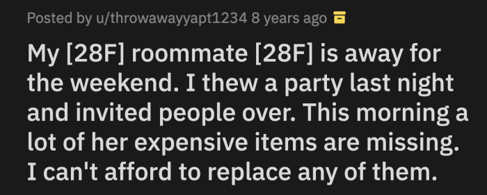 OP did as she was asked and made sure to lock the door before her guests arrived