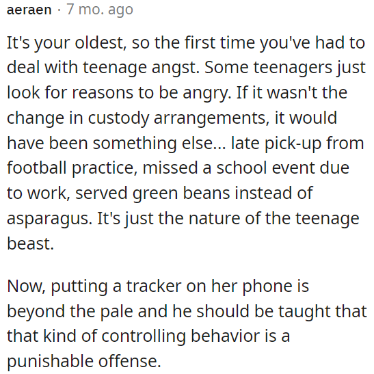 Teens often find reasons to be upset, whether it's about custody changes or trivial matters like food choices.