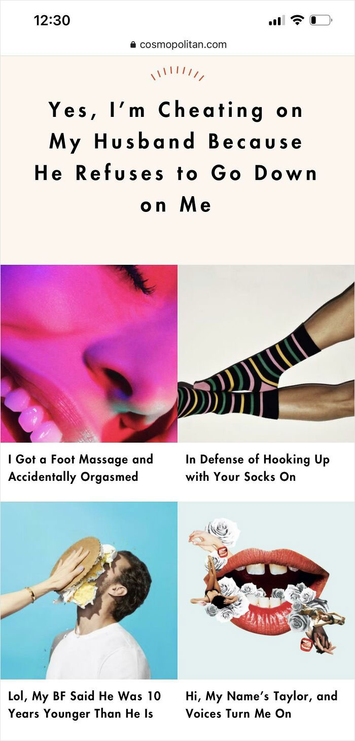 16. Cheating on one's husband