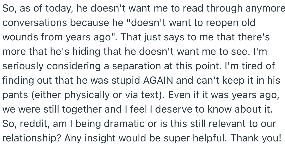 OP is considering filing for a divorce