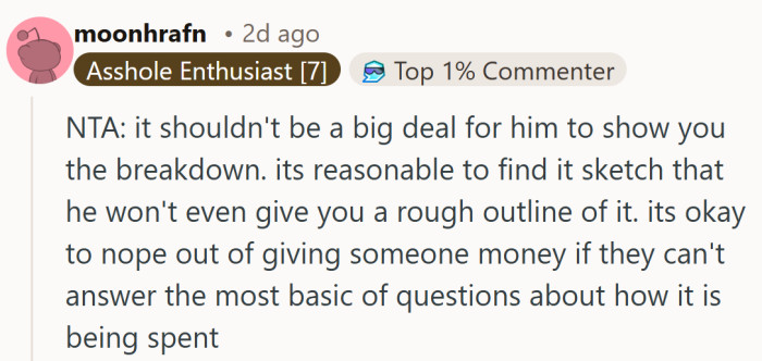 It’s hard to argue with the logic here. If someone can’t answer a basic money question, stepping back from contributing is completely fair.