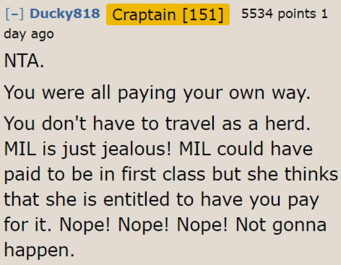 The OP isn't the a-hole. The MIL is just jealous (and the real a-hole in this situation).