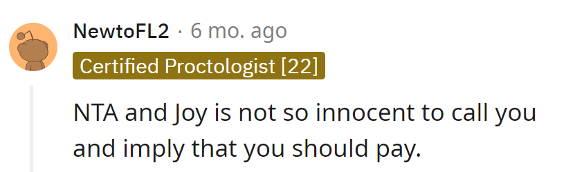 Joy's innocence is in the eye of the beholder, but her call for a free ride is a plot twist even Shakespeare couldn't have written.