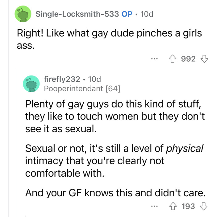 OP's GF was well aware of how Dave's behavior made him feel but still ignored it.