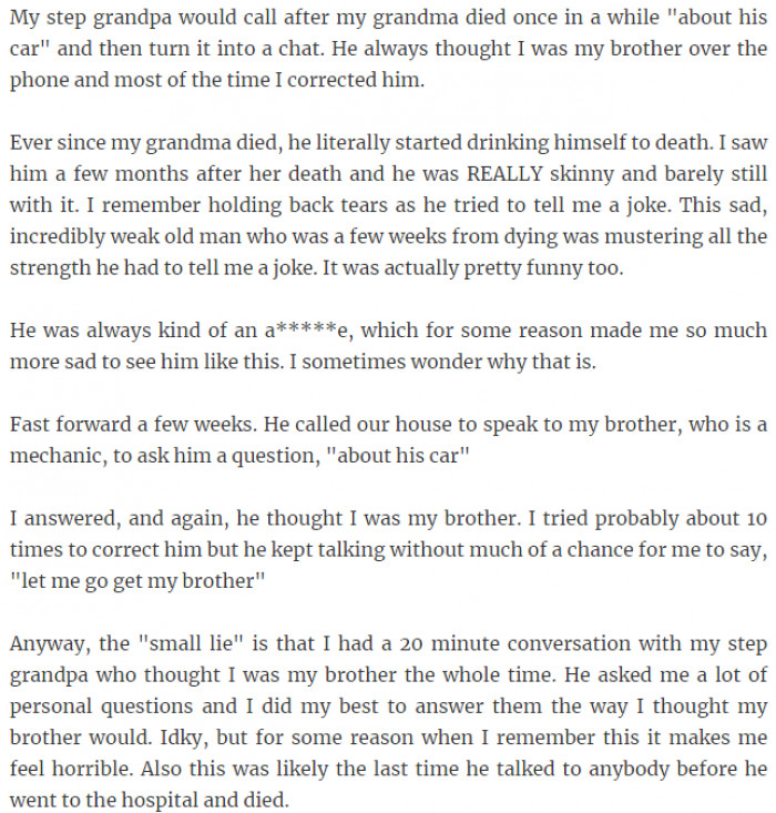 27. My step-grandpa always thought I was my brother