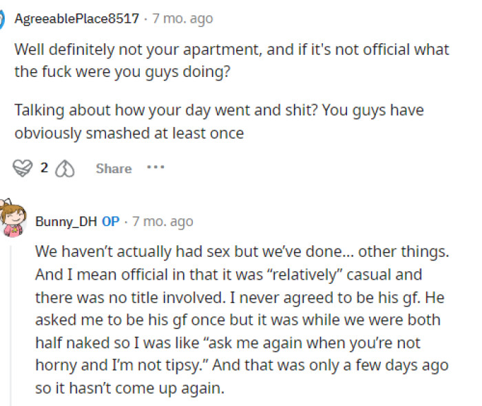 She explained some information in this reply that gives us an idea of what their relationship, or situationship, was like and how serious they were.