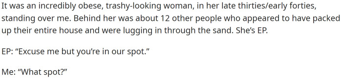 Then she goes into the encounter itself and how the lady approached her and what she said to her whenever she came over. I think we all would have been taken aback by how she approached her.