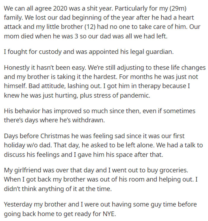 OP Provides a Backstory on His Little Brother and Why This Was Such a Big Deal.