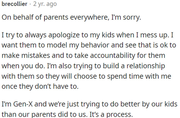 Apologizing sets an example for children to learn accountability and strengthens the parent-child relationship