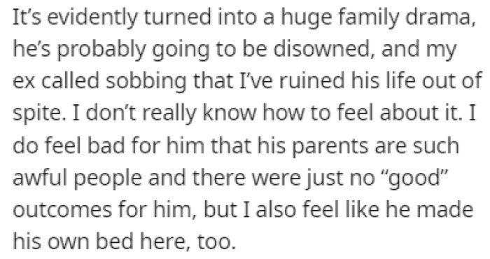 The whole thing turned into a huge family drama, and it seems like the husband is going to be disowned by his family.