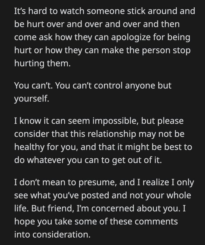 OP's entire Reddit account is filled with posts about her boyfriend making himself the victim to guilt OP into doing what he wants.