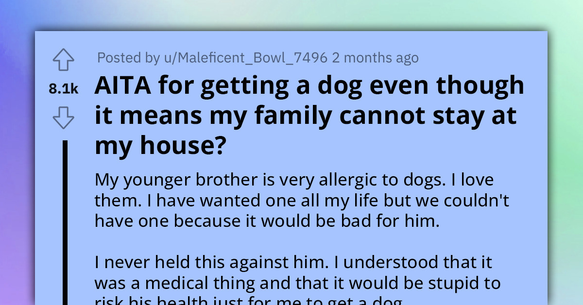 Redditor Faces Parental Disapproval For Adopting A Dog, Hindering Allergic Younger Brother's Potential Visits