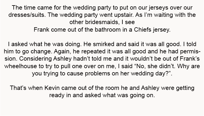 Why are you trying to cause problems on her wedding day?