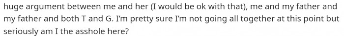 He ends by asking if he's in the wrong for wanting to bring his dog to the Christmas celebration.