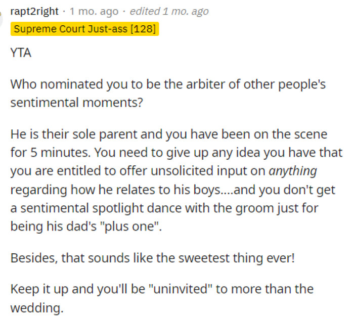 She seems quite entitled and it seems like almost everyone in the comments section agrees and thinks she's entitled and TA for saying this.