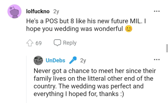 The wedding was perfect and everything OP hoped for