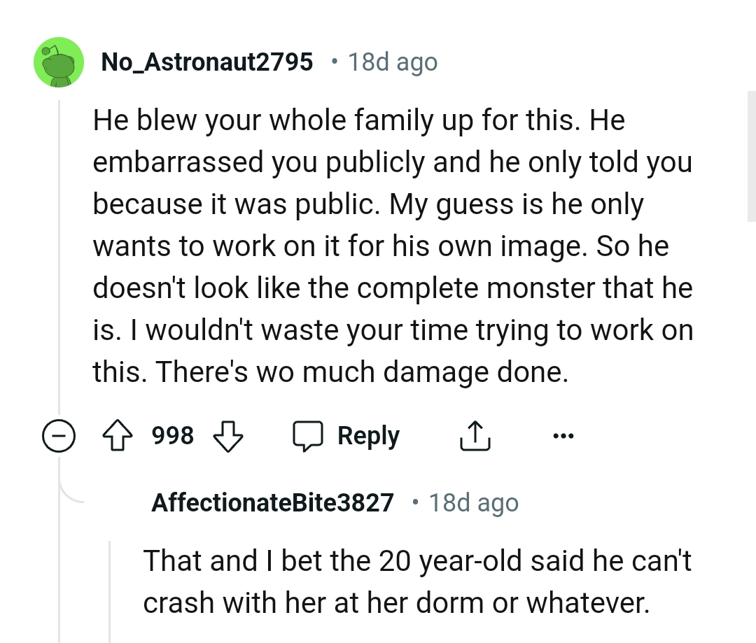 This Redditor is guessing OP's husband wants to work it out for his own image