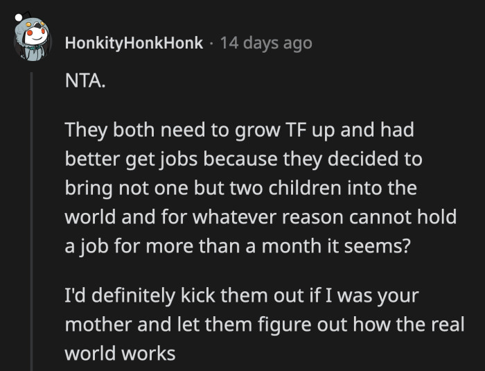 Putting up those boundaries is now OP's responsibility since their mom doesn't want to be the bad cop