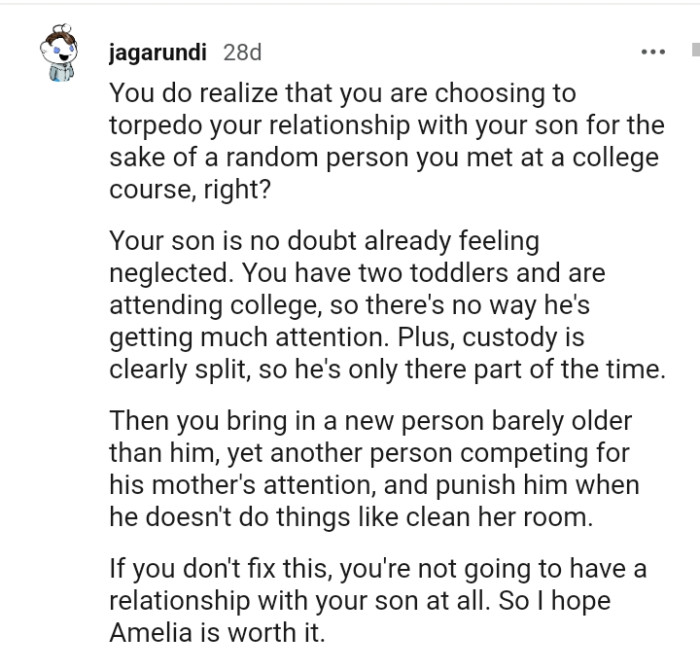 The OP's son is already feeling neglected as there's no way he's getting much attention